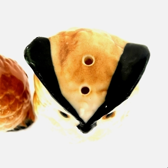 Owl Salt Pepper Shakers Vtg Cute White Brown - Picture 3 of 5